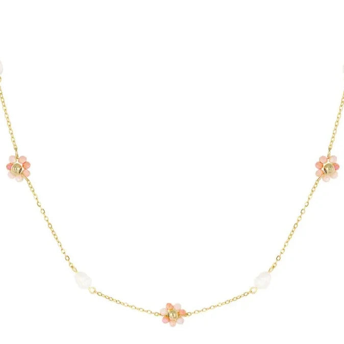 Floral Pearl Necklace Orange