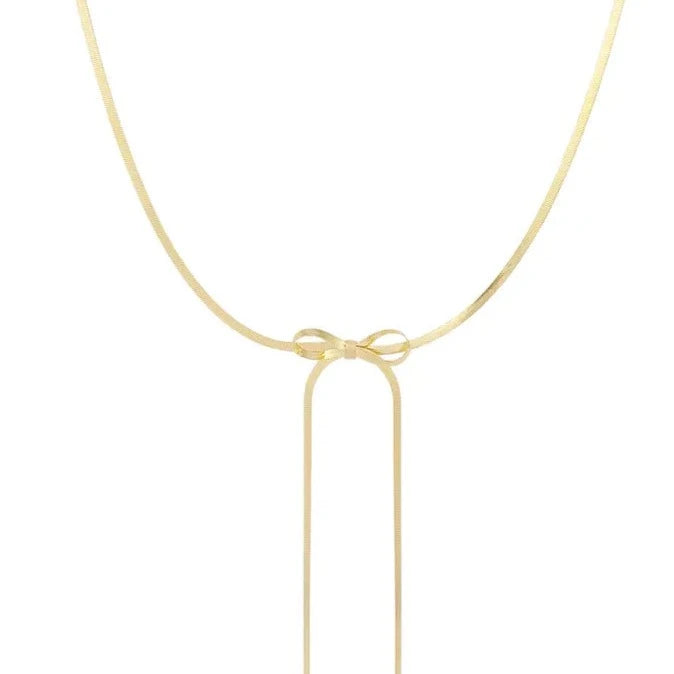 Adorable Bow Necklace Gold