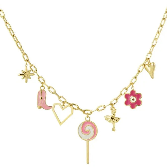 Candy Store Charm Necklace Gold