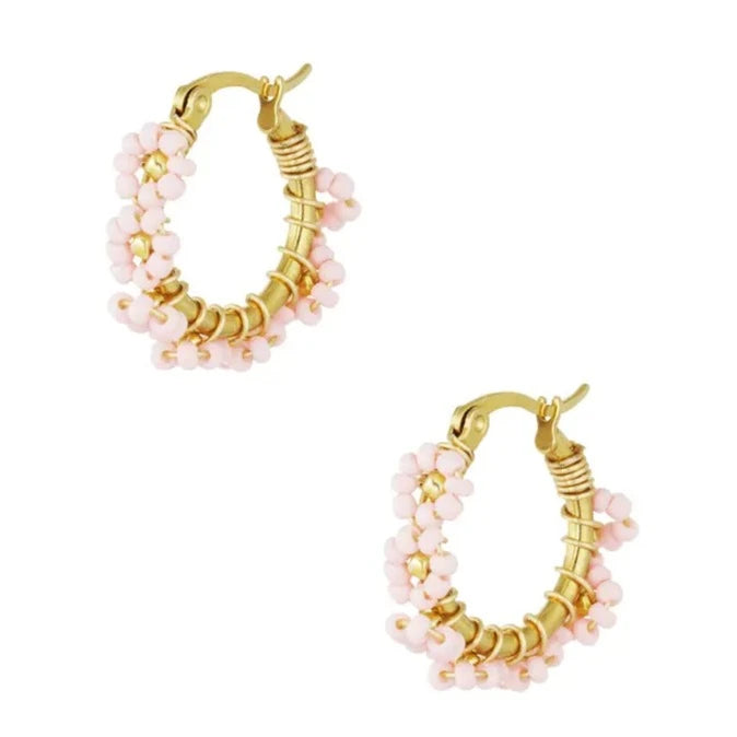 Bead Blossom Earrings Pink