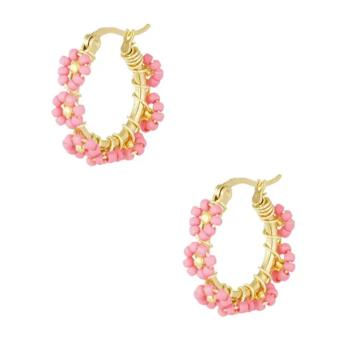 Bead Blossom Earrings Rose