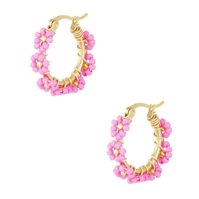 Bead Blossom Earrings Fuchsia