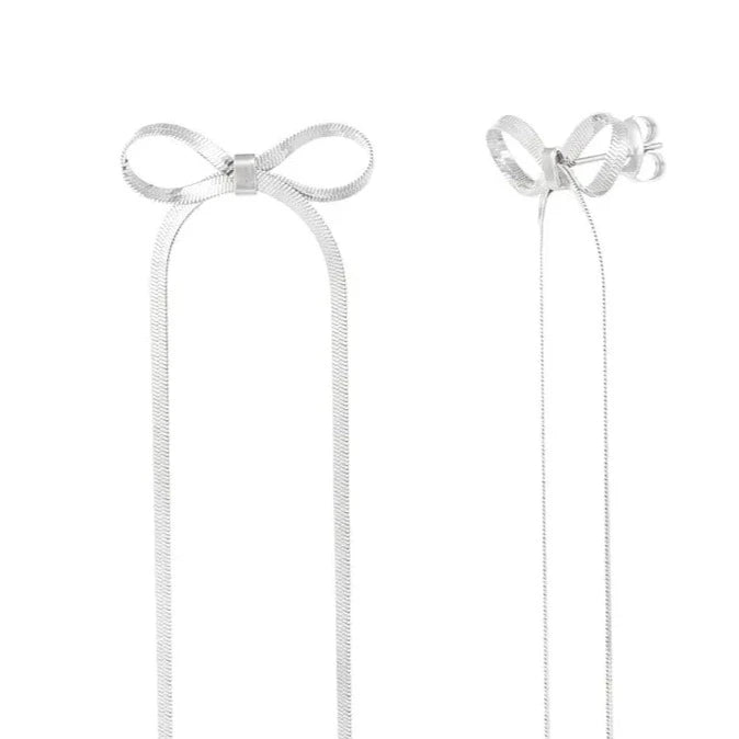 Adorable Bow Earrings Silver