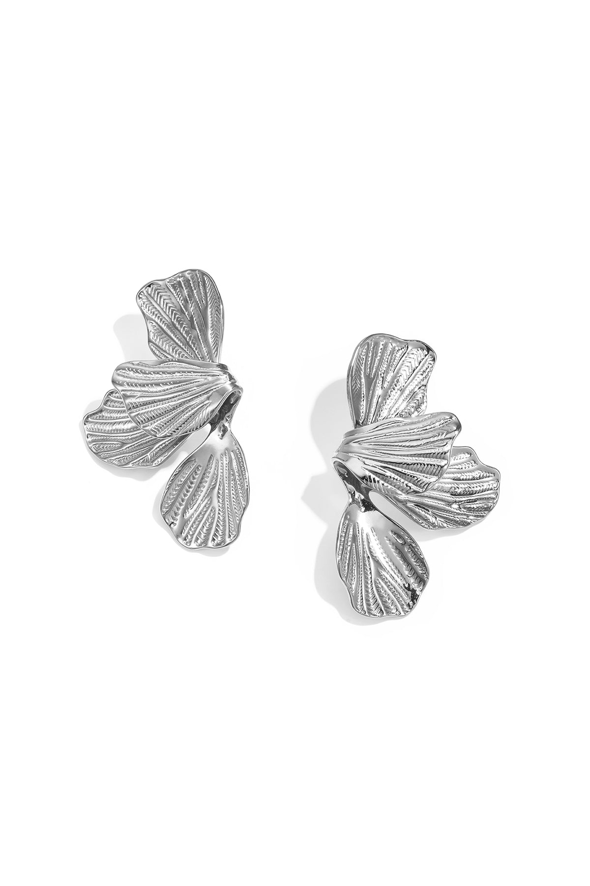 Elegant Stainless Steel Flower Drop Earrings