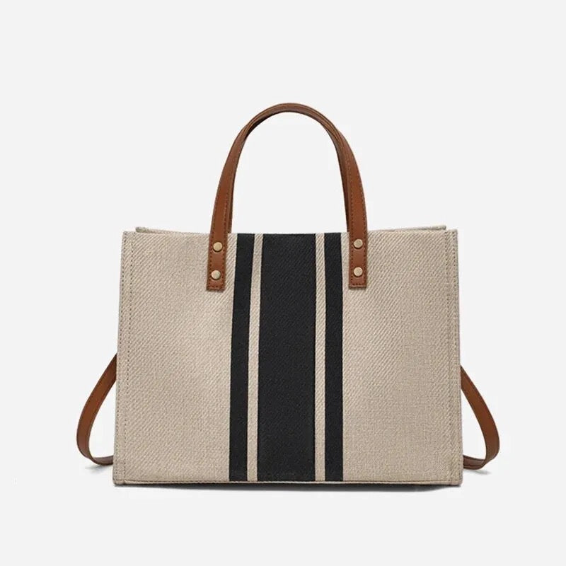 Canvas Stripe Bag Beige